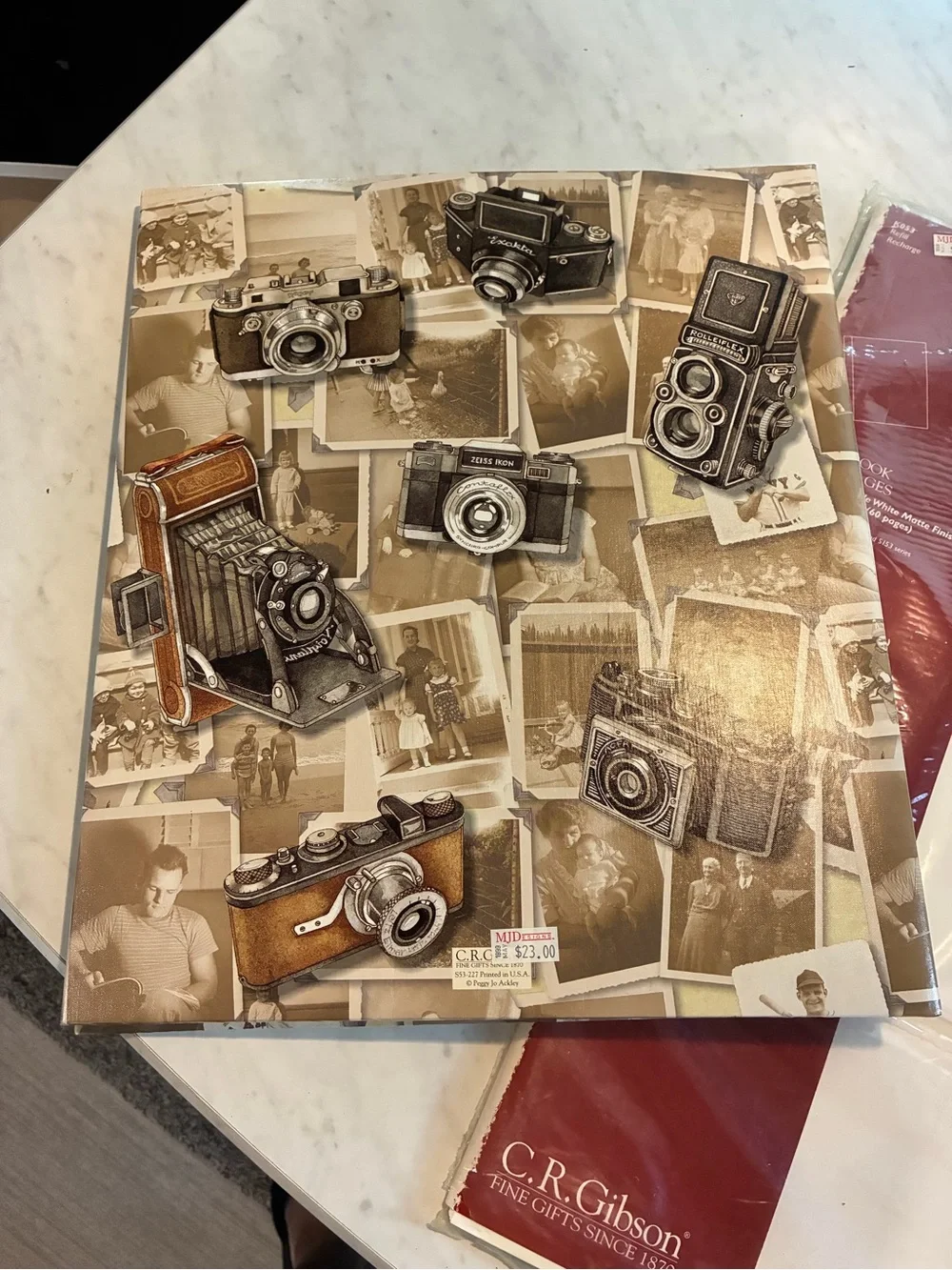 Gibson Vintage Camera Collage Scrapbook and refill Paper - Brown & Cream
